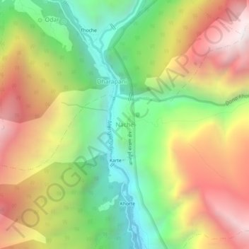 Carte topographique Nache, altitude, relief