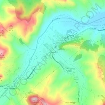 Carte topographique Villanova, altitude, relief
