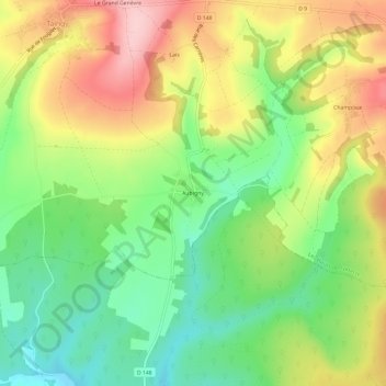 Carte topographique Aubigny, altitude, relief