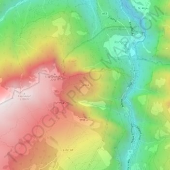 Carte topographique Valloia, altitude, relief