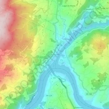 Carte topographique Entre-os-Rios, altitude, relief