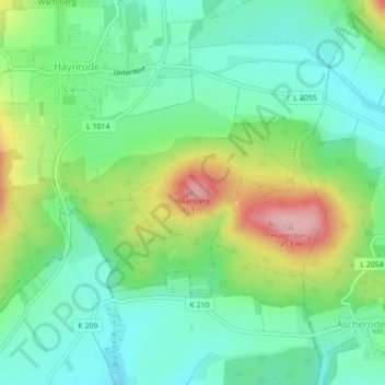 Carte topographique Haarburg, altitude, relief