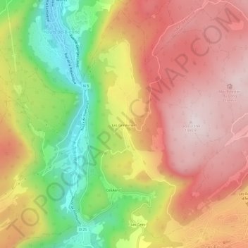 Carte topographique Les Genévriers, altitude, relief