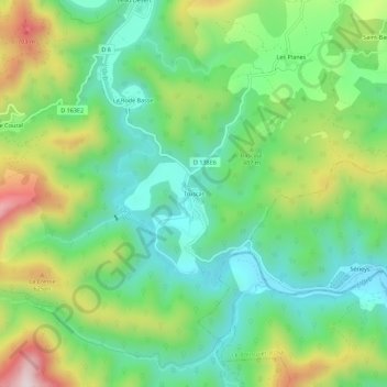 Carte topographique Truscas, altitude, relief