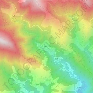 Carte topographique La Llau, altitude, relief