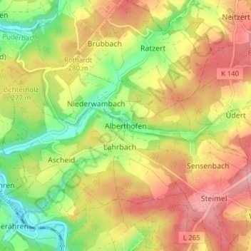 Carte topographique Alberthofen, altitude, relief