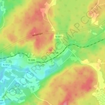 Carte topographique Rydöbruk, altitude, relief