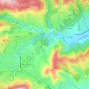 Carte topographique Tauléac, altitude, relief