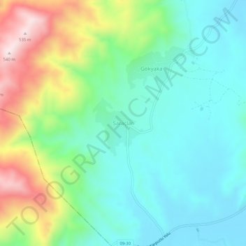 Carte topographique Saraçlar, altitude, relief