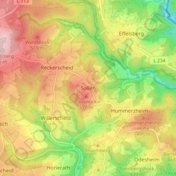 Carte topographique Soller, altitude, relief