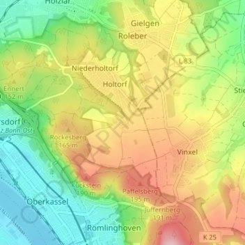 Carte topographique Oberholtorf, altitude, relief