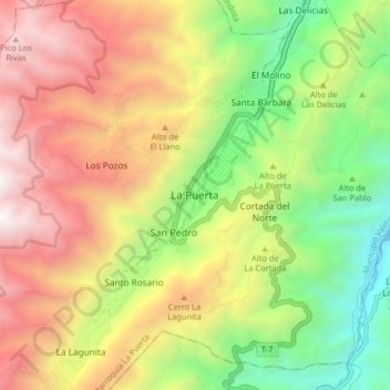 Carte topographique La Puerta, altitude, relief