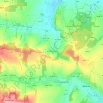 Carte topographique Schneepoint, altitude, relief