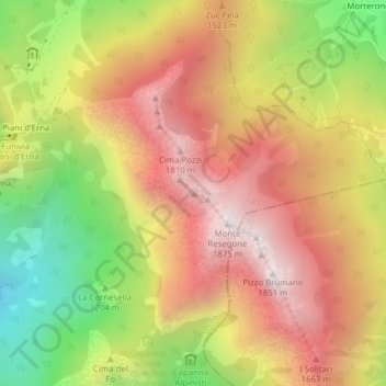 Carte topographique Punta Manzoni, altitude, relief