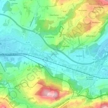 Carte topographique Oberdorf, altitude, relief