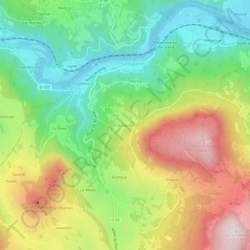 Carte topographique La Fayolle, altitude, relief