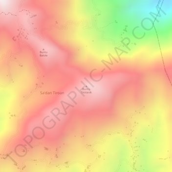 Carte topographique Buntu Tirotasik, altitude, relief