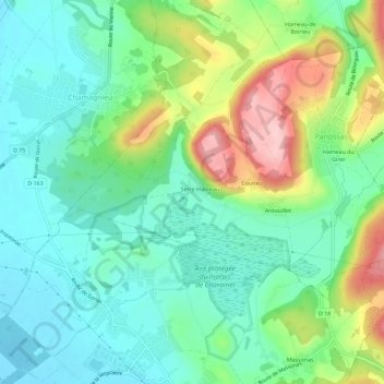 Carte topographique Serre, altitude, relief