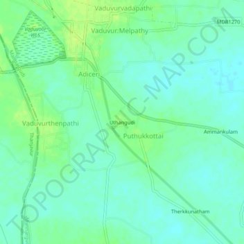 Carte topographique Uthangudi, altitude, relief