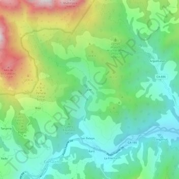 Carte topographique Lon, altitude, relief