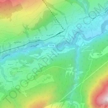 Carte topographique Vulpera, altitude, relief