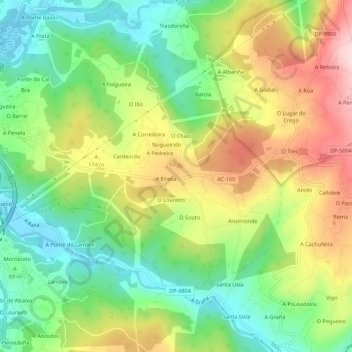 Carte topographique Bemantes, altitude, relief
