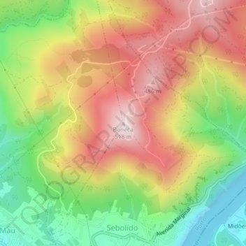 Carte topographique Boneca, altitude, relief