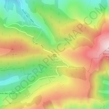 Carte topographique Col de Légal, altitude, relief