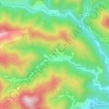 Carte topographique Taleyrac, altitude, relief