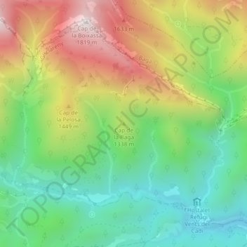 Carte topographique Cap de la Baga, altitude, relief