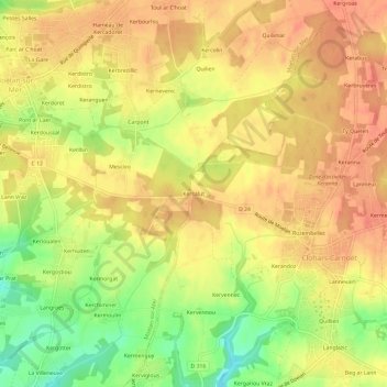 Carte topographique Kersalut, altitude, relief