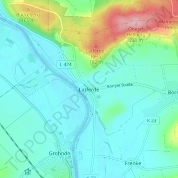 Carte topographique Latferde, altitude, relief