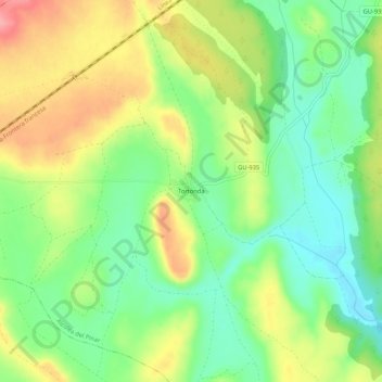 Carte topographique Tortonda, altitude, relief