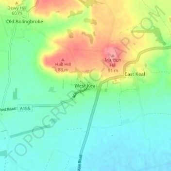 Carte topographique West Keal, altitude, relief