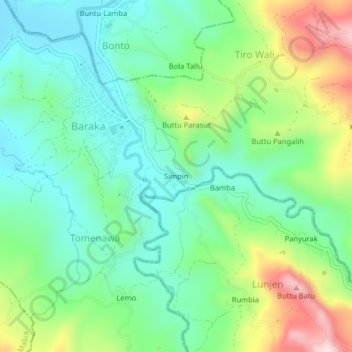 Carte topographique Simpin, altitude, relief