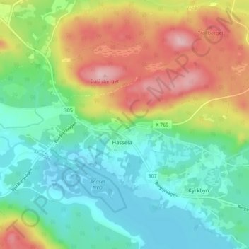 Carte topographique Nordanbro, altitude, relief