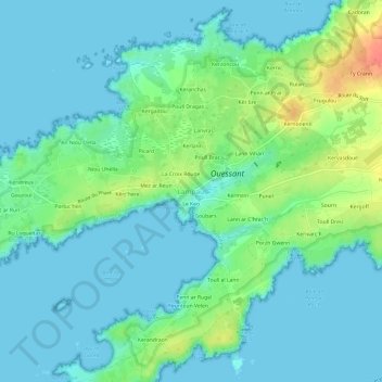Carte topographique Lampaul, altitude, relief