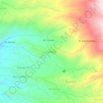 Carte topographique Gobleg, altitude, relief