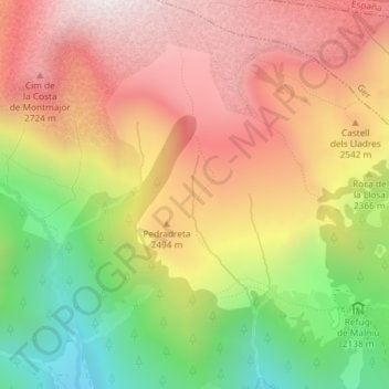 Carte topographique la Tossa, altitude, relief