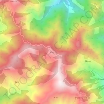 Carte topographique Silogi, altitude, relief
