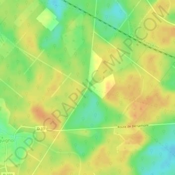 Carte topographique Carrefour de la Roulie aux Equettes, altitude, relief