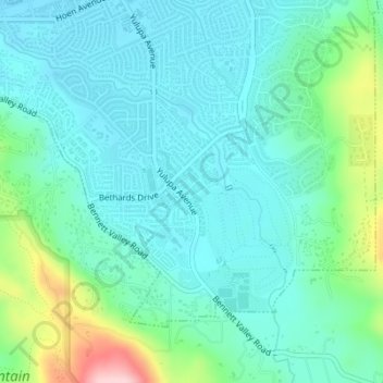 Carte topographique Bennett Valley, altitude, relief