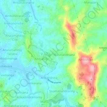Carte topographique Mandrosoa, altitude, relief