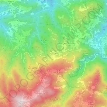 Carte topographique La Carta, altitude, relief