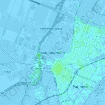 Carte topographique Zuidoostbeemster, altitude, relief