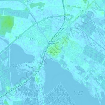 Carte topographique Aigues-Mortes, altitude, relief