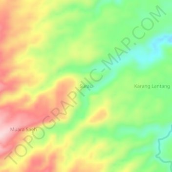 Carte topographique Surau, altitude, relief