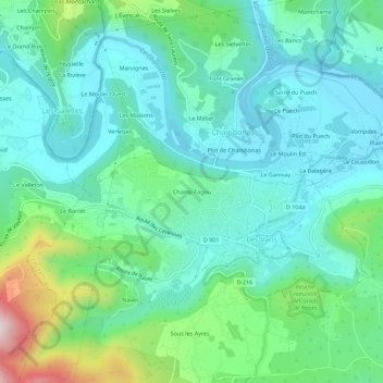 Carte topographique Champ Fagou, altitude, relief