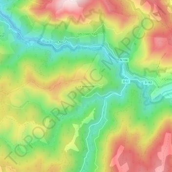 Carte topographique Le Majistavol, altitude, relief