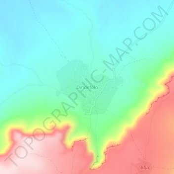 Carte topographique Dindefelo, altitude, relief